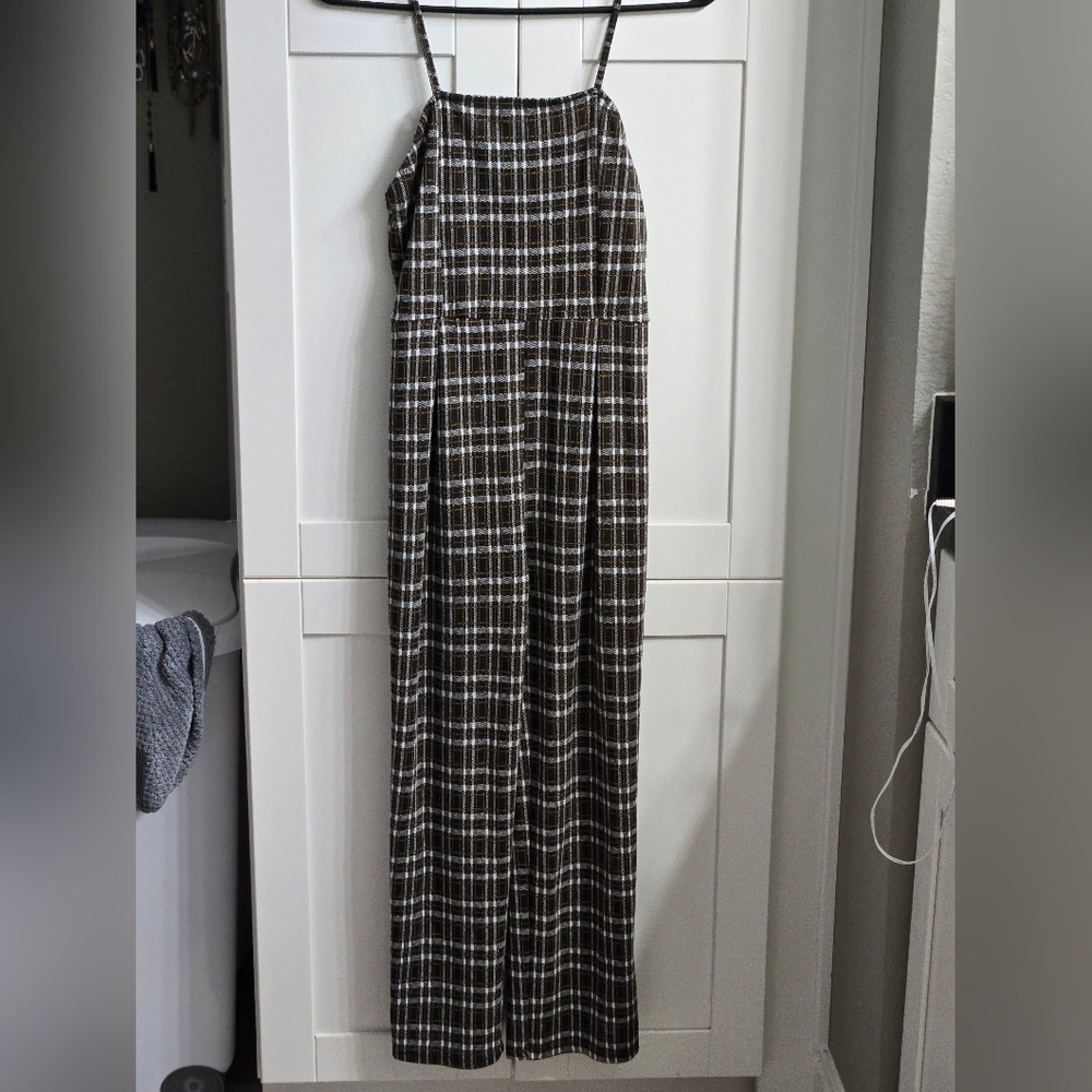 Eyeshadow Girls Plaid Jumper with Fitted Top and Straight Loose Legs